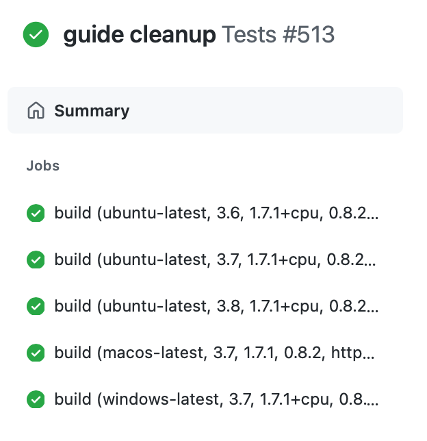 github action test overview